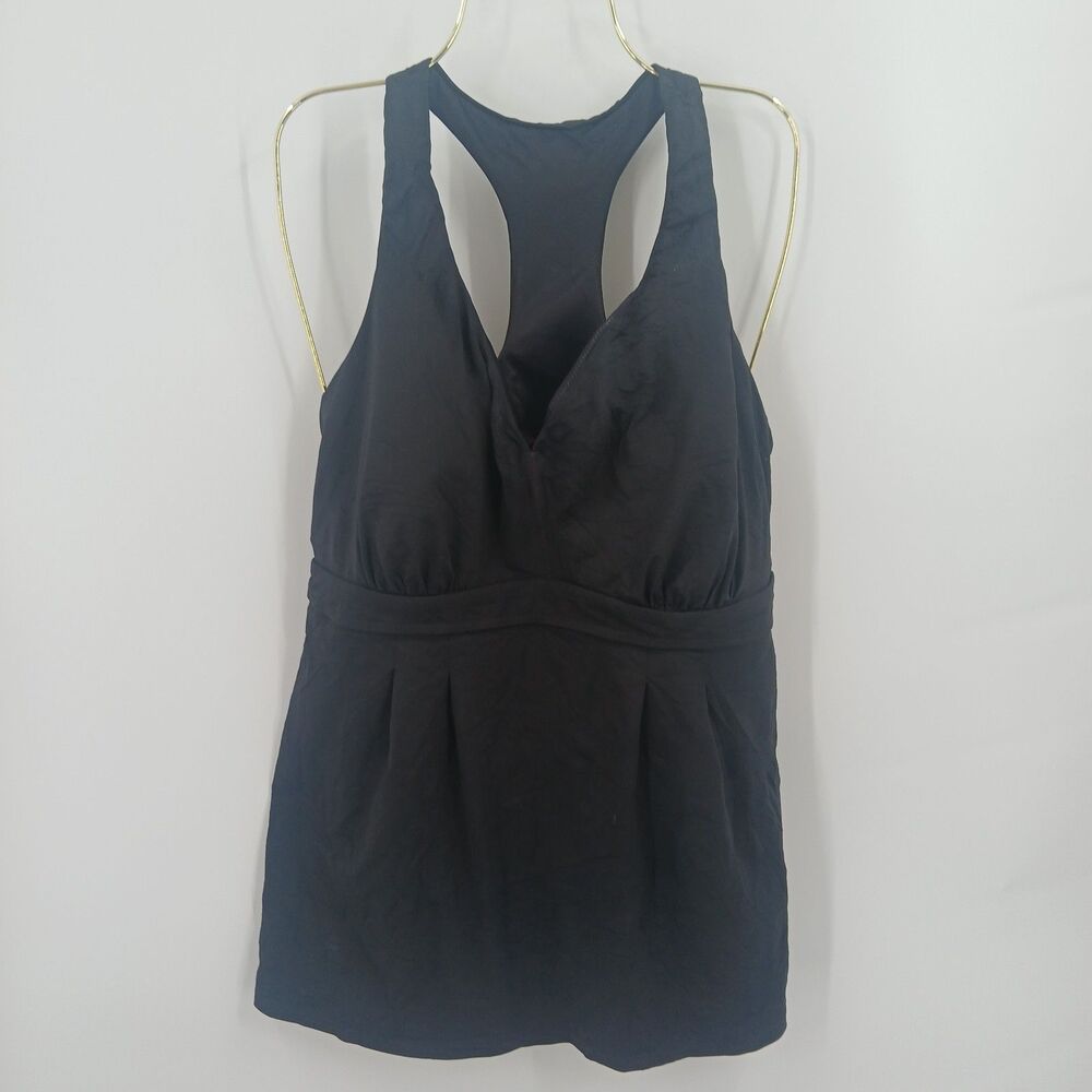 womans land's end plus size 16W black racerback tankini bikini top swimwear